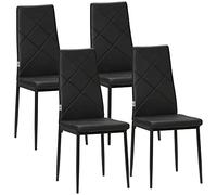 HOMCOM Pack de 4 Sillas de Comedor Respaldo Alto Asiento Acolchado Negro