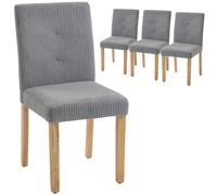 HomCom – Pack 4 Sillas de Comedor Respaldo Alto, Tapizadas en Pana, Patas de Madera, Gris