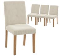 HOMCOM Pack de 4 Sillas de Comedor, Respaldo Alto, Tapizadas en Pana, Beige