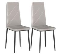 HOMCOM Set de Sillas de Comedor Tapizadas de Piel Sintética 41x50x97 cm Gris oscuro