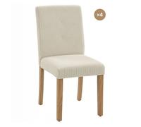 Homcom pack de 4 sillas de comedor, sillas de cocinas modernas, respaldo alto, tapizadas en pana, asiento acolchado, patas de madera, para salón, beige