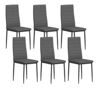 HOMCOM Pack de 6 Sillas de Comedor Modernas con Respaldo Alto Gris | Sillas de Cocina, Tapizadas en Lino Sintético, Patas de Metal, para Salón