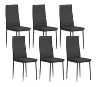 HOMCOM Pack de 6 Sillas de Comedor Modernas, Sillas de Cocina Tapizadas en Lino Sintético con Respaldo Alto y Patas de Metal, para Salón, Negro