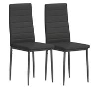 HOMCOM Pack de 6 Sillas de Comedor Modernas, Sillas de Cocina Tapizadas en Lino Sintético con Respaldo Alto y Patas de Metal, para Salón, Negro