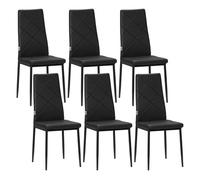 HOMCOM Pack de 6 Sillas de Comedor Respaldo Alto Asiento Acolchado Negro