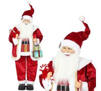 HOMCOM Papá Noel Animado Musical de 120 cm, Canta y Baila, con Regalo y bastón de Caramelo, Brazos articulables, activación por Sonido o Tacto
