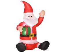 HOMCOM Papá Noel Hinchable 1.2m Santa Claus Inflable con Regalo Decoración Navidad Iluminación LED Ventilador Apto Interior Exterior Aosom España