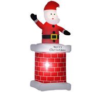 HOMCOM Papá Noel Hinchable con Chimenea Navidad Hinchable con 2 Luces LED e Inflador Eléctrico 80x70x210 cm Multicolor Aosom España