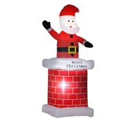Homcom papá noel hinchable con chimenea navidad hinchable con 2 luces led e inflador eléctrico decoración navideña para exteriores interiores 80x70x210 cm multicolor 70 cm