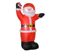 Homcom papá noel inflable 240 cm papá noel hinchable con bastón luces led e inflador eléctrico decoración navideña para exteriores interiores multicolor