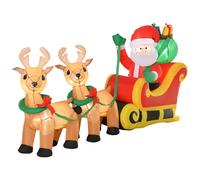 HOMCOM Papá Noel Inflable con Trineo y Renos con Luces LED Decoración de Navidad para Exterior con Inflador 240x57x112 cm Multicolor Aosom España