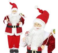 HOMCOM Papá Noel Musical Animado de 120 cm, Canta y Gira la Cabeza, con Saco de Regalos, bastón de Caramelo y Brazos articulados, activación por Sonido o Tacto