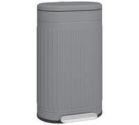 HOMCOM Papelera con pedal 30L, antihuellas, tapa soft-close, gris