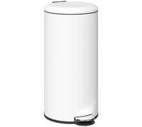 HOMCOM Papelera de Cocina 30L con Pedal Tapa de Cierre Suave y Cubo Extraíble para Dormitorio Oficina Estudio Salón Crema