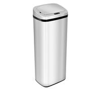 HOMCOM Cubo de Basura Inteligente Cubo basura cocina Botón Táctil Manual Bote Automático Cuadrado Tapa Acero Inoxidable Plateado 50L Aosom España