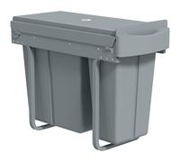 HOMCOM Papelera de cocina extraíble 30L con 2 compartimentos, papelera bajo fregadero con tapa esmerilada, 52x26x40,8cm, gris Aosom España