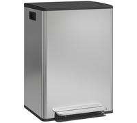 HOMCOM Papelera doble 2 x 30 L con pedal, cierre suave, 47,5×37,5×67 cm, plateado