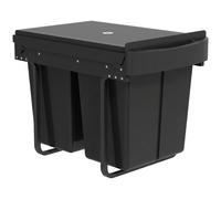 HOMCOM Papelera extraíble bajo fregadero, cubo para reciclaje, 2 x 20L, cubos interiores extraíbles, 52 x 33,5 x 41 cm, negro