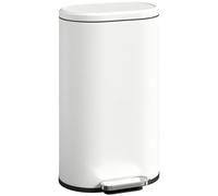 HOMCOM Papelera para Cocina 30 L con Pedal de Metal Tapa de Cierre Suave 36,5x31x61 cm Blanco Crema Aosom España