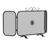 HOMCOM Parachispas para Chimenea Plegable de 3 Paneles con Diseño Floral 90x16x40 cm Negro Aosom España