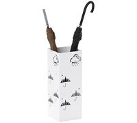 HOMCOM Paragüero de Acero Soporte de Paraguas con 4 Ganchos y Bandeja de Goteo Extraíble Paragüero Blanco para Entrada Oficina 15,5x15,5x41 cm
