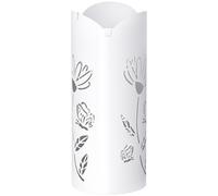 HOMCOM Paragüero de Acero con 4 Ganchos y Bandeja de Goteo Extraíble y Diseño Decorativo 17x17x41 cm Blanco