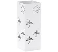 HOMCOM Paragüero de Acero con Bandeja Recoge Gotas Ganchos para Paraguas Plegables y Diseño Decorativo 15,5x15,5x41 cm Blanco
