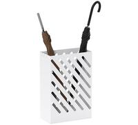 HOMCOM Paragüero de Acero Galvanizado Estrecho 4 Ganchos 28x14x41 cm Blanco