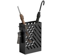 HOMCOM Paragüero de Acero Galvanizado Estrecho 4 Ganchos 28x14x41 cm Negro