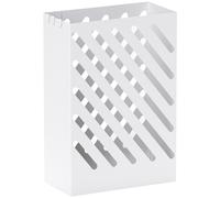 HOMCOM Paragüero de Acero Galvanizado Soporte de Paraguas Estrecho con Bandeja de Goteo Extraíble 4 Ganchos 28x14x41 cm Blanco