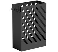 HOMCOM Paragüero de Acero Galvanizado Soporte de Paraguas Estrecho con Bandeja de Goteo Extraíble 4 Ganchos 28x14x41 cm Negro Aosom España