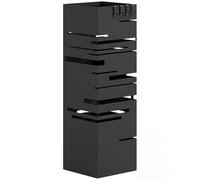 HOMCOM Paragüero Metálico, Soporte de Paraguas con 4 Ganchos y Bandeja de Goteo Extraíble, Paragüero Negro para Entrada, Oficina, 15,5x15,5x49 cm