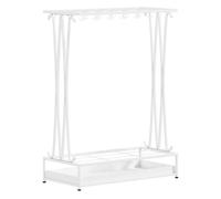 HOMCOM Paragüero Moderno Rectangular Soporte de Paraguas de Acero con 24 Ganchos 21 Espacios y Bandeja Recogegotas Extraíble Paragüero para Entrada Oficina 50x24x68 cm Blanco