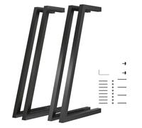 Homcom patas de mesa de acero, juego de 4 patas para muebles industriales con pies ajustables y tornillos para mesa de comedor, banco, 43x3x72 cm, negro