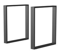 HomCom Juego de 2 Patas de Mesa de Acero 60x72 cm Rectangulares con Tornillos y Protectores Negro