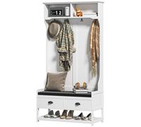 HOMCOM, perchero 2 en 1, perchero para ropa con 4 ganchos, color blanco