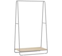 HOMCOM Perchero 3 en 1 Perchero con Estante para Zapatos Barras Superior y Laterales Estructura de Metal Natural y Gris Aosom España