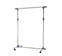 HOMCOM Perchero Acero Inox Colgador Ropa 4 Ruedas Alto y Largo Regulables 95x45x170cm Aosom España