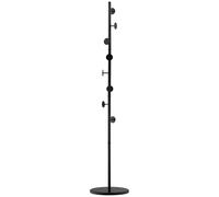 HOMCOM Perchero Árbol con 8 Ganchos y Base Redonda, Acero y Mármol para Colgar en el Suelo, 35x35x170 cm, Negro