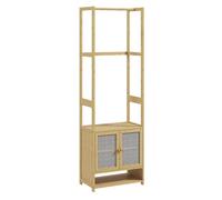 Homcom perchero con armario, perchero para ropa de bambú, con zapatero, barra para colgar, estante ajustable, para entrada, pasillo, dormitorio, 53x31x168 cm, natural 31 cm