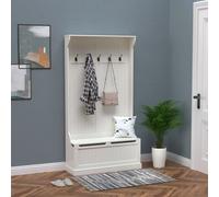 HOMCOM Perchero con Banco Conjunto de Pasillo Mueble Recibidor Ganchos White