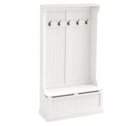 HOMCOM Perchero con Banco Recibidor Pasillo 5 Ganchos Almacenaje 96x34x179.7cm Diseño Elegante Marfil Aosom España