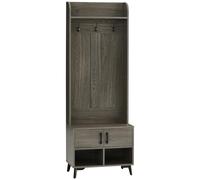 HOMCOM Perchero con Zapatero Perchero Entrada Recibidor con 3 Ganchos 2 Puertas 2 Compartimientos y Estante de Almacenamiento para Pasillo 60x34x170 cm Gris