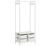 HOMCOM Perchero con Zapatero Moderno con 8 Ganchos 63x37x153 cm Blanco