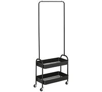 HOMCOM Perchero con Zapatero Perchero con Ruedas con Barra para Colgar y 2 Cestas para Entrada Dormitorio Salón 56,5x31,5x152,5 cm Negro