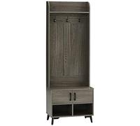 HOMCOM Perchero con Zapatero Perchero Entrada Recibidor con 3 Ganchos 2 Puertas 2 Compartimientos y Estante de Almacenamiento para Pasillo 60x34x170 cm Gris
