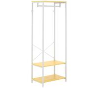 HOMCOM Perchero con Zapatero Perchero Entrada Recibidor con Riel Colgante y 2 Estantes de Almacenamiento para Pasillo Dormitorio 60x40x167,5 cm Natural y Blanco