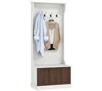 HOMCOM Perchero de entrada 3 en 1 71,5x39,5x170 cm Blanco y Marrón