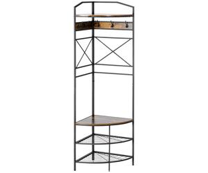HOMCOM Perchero de Pie Angular con Banco y Zapatero en Estilo Industrial 50x50x183 cm Marrón Aosom España