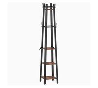 Homcom perchero de pie de 4 niveles, con 4 estantes, 8 ganchos, perchero de entrada recibidor con estructura metálica, para colgar ropa, sombrero, en pasillo, sala de estar, dormitorio, marrón rústico
